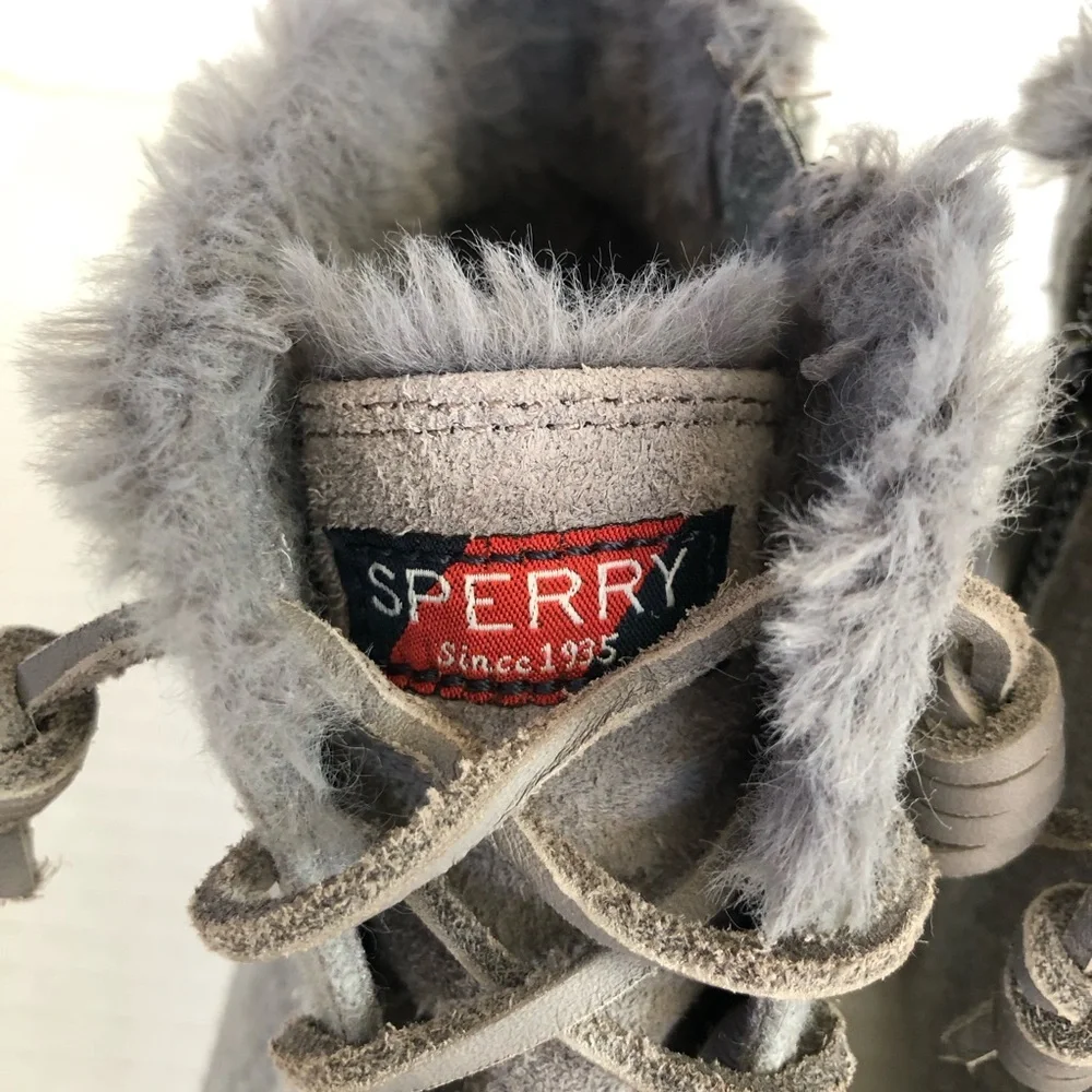 Sperry Women's Gray Crest Lug High Top Quilted Cozy Suede Sneaker